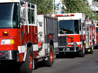 Fire truck on road for specialized vehicle sensor solutions